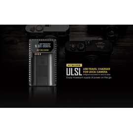 Nitecore ULSL USB Travel Charger for Leica BP-SCL4 Batteries - Compatible with Leica SL Typ 601, SL2, SL2-S,Q2 and Q2 Monochrom Series Camera, Sticker