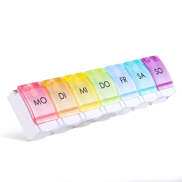 Opret Pill Box 7 Days German Pill Box 7 Days Rainbow Medication Box Weekly Pill Box 7 Days Small Easy to Open for On the Go