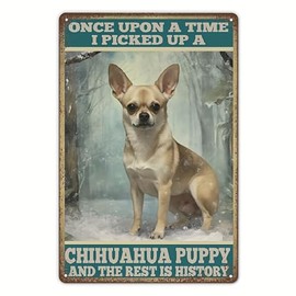 Tin Sign Chihuahua Puppy Metal Poster Tin Signs Painting Retro Metal Poster Bathroom Vintage Wall Decor