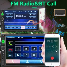 Hodozzy Double Din Car Stereo 7 inch Touchscreen Car Radios with Bluetooth Indash 2 Din Car Audio Head Unit Support Mirror Link for Android/iOS USB TF AUX FM MP5 Multimedia Player + Backup Camera