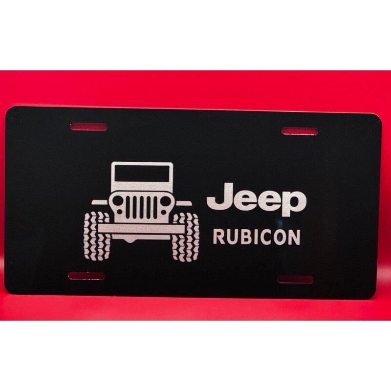 Laser Engraved Jeep Rubicon License Plate Black