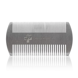 General Healthcare Metal Stainless Steel Hair Comb - Dual Action Lice, Hair, Beard