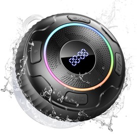 Hupoaf Bluetooth Lautsprecher mit LED Licht, Musikbox Bluetooth 5.3 Box mit Stereo, IP7 Wasserdicht Musikbox mit Saugnapf, Freisprechfunktion, für Outdoor/Party/Reisen
