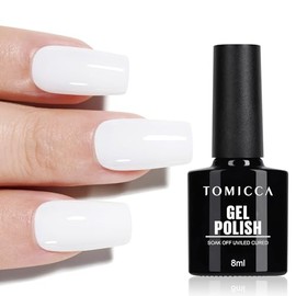 TOMICCA UV Nagellack Weiß, 8ml Gel Nagellack, UV LED Soak Off Manicure Gel Lacquer Varnish