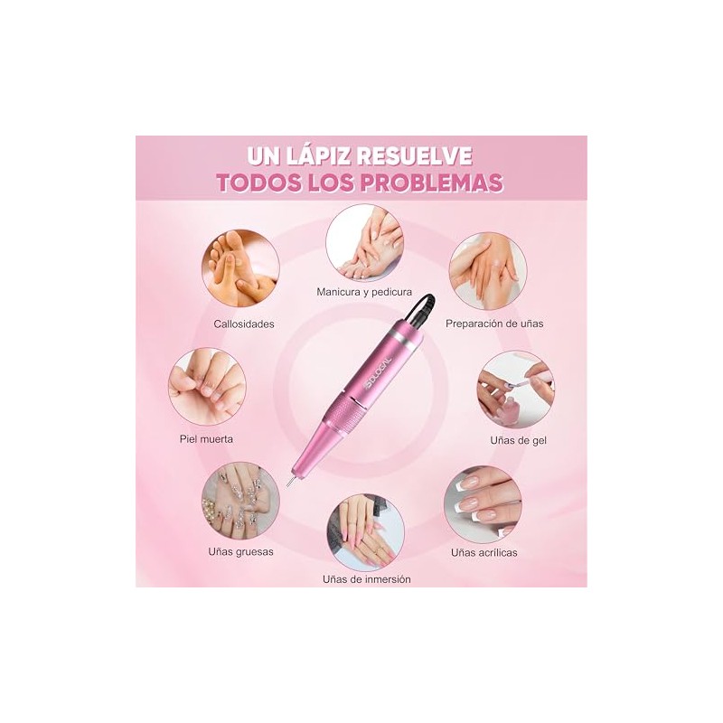 2en1 Taladro De Uñas Pulidor Esmeril Drill Profesional 45000
