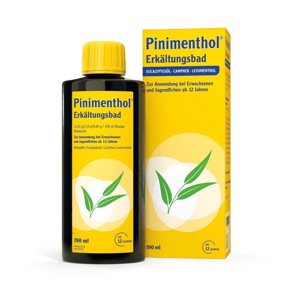 Pinimenthol Cold Bath | 190 ml | Bath Additive with Essential Oils | Eucalyptus Oil, Menthol & Camphor Have a Liberating Effect on Colds | Cold Bath for All Ages 12 and Over