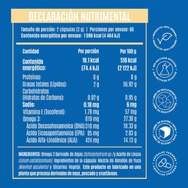 Birdman Full Spectrum Omega 3 a base de Algas y Aceite de Linaza | Fórmula 100% Vegetal y Sostenible | Libre de Contaminantes y Aditivos | Suplemento Alimenticio | 60 Porciones | 120 Cápsulas
