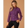 Allegra K Women's Turn-Down Collar Flap Pockets Snap Button Faux
