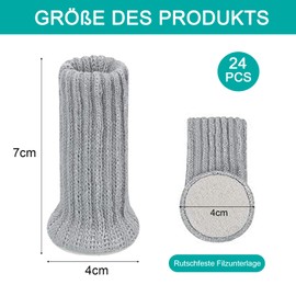 Non-Slip Furniture Shoes, Pack of 24 Chair Leg Protectors, Chair Leg Caps, Chair Leg Socks, Furniture Socks for Furniture, Table, Floor Protection, Avoid Scratches, Noise (Grey)