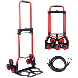 Stair Climbing Dolly Cart,Stair Climbing Hand Truck Dolly with Telescoping Handle and Stairs Wheels,330 LB Capacity Heavy Duty Folding Hand Truck for Stairs,Moving,Office (Red)