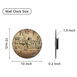 Writing History Wall Clock 10 Inch Battery Operated The Constitution For The United States of America Clock Silent Non-Ticking Modern Clocks Decorative for Home Kitchen Living Room Bathroom Office