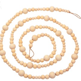 Shiwaki Farmhouse Decor Wood Bead Garland Boho Home Decor Home Wooden Decorative Wall Hanging Prayer Beads