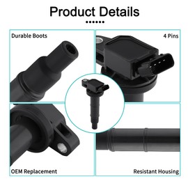 AULINK 4PCS UF333 Ignition Coil Pack 2.4L L4 For Toyota Camry Corolla Highlander Matrix Rav4 Solara Lexus HS250h Scion TC XB Pontiac Vibe UF-333 IC463 IC465 IC574