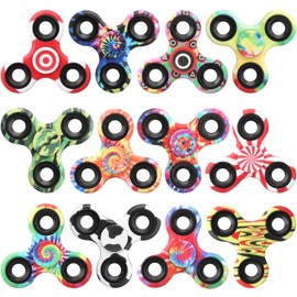12 Pack Fidget Spinner Bulk Party Favors Supplies for Kid Adult, Metal Tri-Spinner Fidget Toy Set Durable Hand Spinner for Stress Relief EDC, Classrom Prize Bag Filler Stuffer