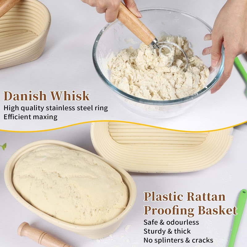 Banneton Bread Proofing Basket Set, 11 Inch Sourdough Proofing Basket