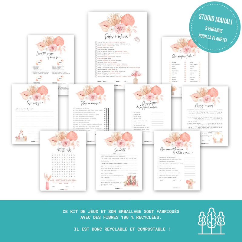 STUDIO MANALI 10 Games EVJF | 150 Cards (15 Per