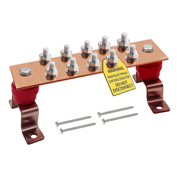 Copper Grounding Bar Kit - 7.8" Copper Bus Bar with