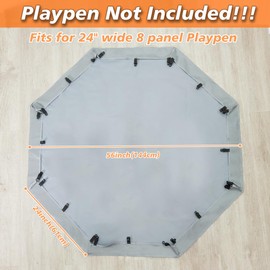 PJYuCien Dog Playpen Bottom Pad,Fits 24 Inch 8 Panels Regular Octagon Metal Exercise Pet Playpen,Elastic Buckles Connections,Grey (Note:Playpen Not Included !!!)