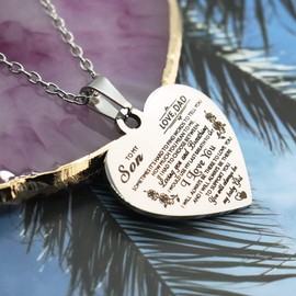 Jstud Collar inspirador, regalo para hija, hijo, regalo de Navidad, regalo de cumpleaños con colgante de corazón, collar de joyería de mamá papá, 34*33mm, Metal, Acero inoxidable