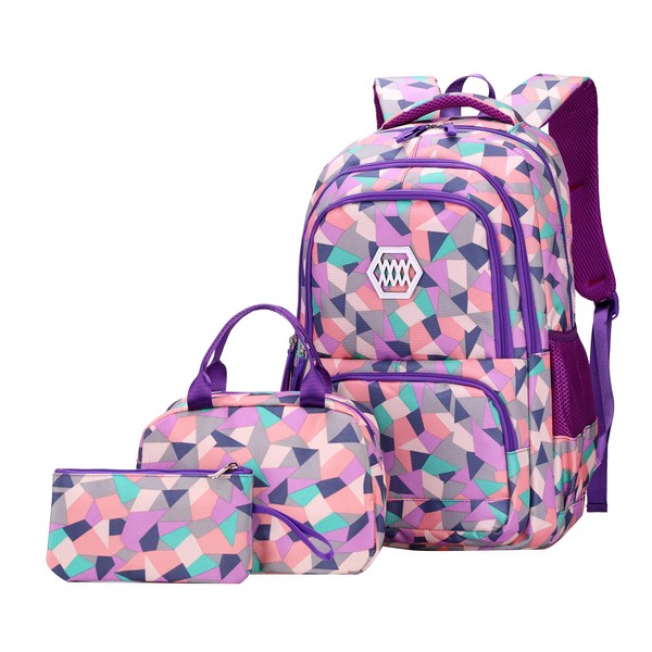JiaYou Girl Geometric Printed Primary Junior High University School Bag