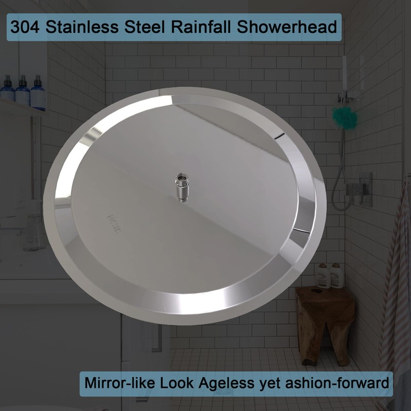 Rain Shower Head, Katezon High Flow Rainfall Showerhead Stainless Steel,