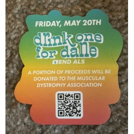 Dutch Brothers Coffee Serving Good Vibes 3.5" Sticker Yellow Orange Blue