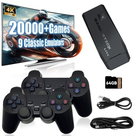 KINMRIS Retro Game Console 64G Video Game Console Built in 20000 Games 9 emulators with Two Wireless Controller, Plug and Play Games,Kids Gift