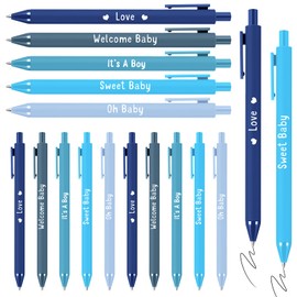 Sayglossy 50 Pcs Baby Shower Multi Color Ballpoint Pens Favors Bulk It's a Boy or Girl Ballpoint Pen with Black Ink Retractable Writing Pens for Baby Shower Favors Party Guests Gifts(Blue Series)