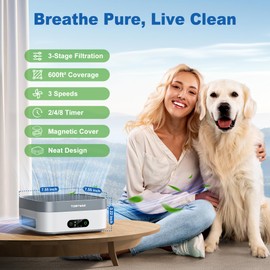TDBYWAE Air Purifier 2 Pack for Bedroom Up to 1200 ft², H13 True HEPA Air Purifier for Pets Dust Dander Pollen Odor Smoke, with New Quiet Wind Wheel System, for Desk/Car/Travel