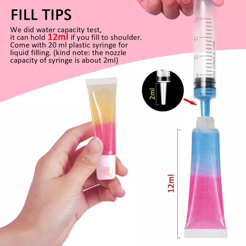Codreamauto Contenedor Envase Tubos Vacios Lip Gloss 15ml Por 50