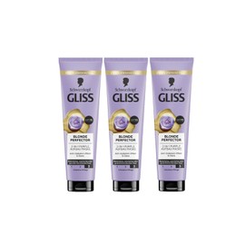 Gliss Blonde Perfector 2-in-1 Purple Building Hair Mask (3 x 150 ml), Hair Treatment for Natural, Coloured & Highlighted Blonde Hair Provides Shine & Care, with Anti-Yellow Tint Effect