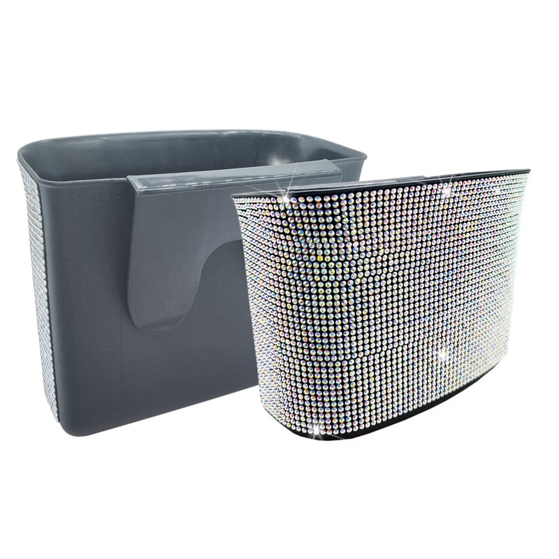 Baceyong Diamond Car Trash Can Creative Personality Hanging Diamante Trash