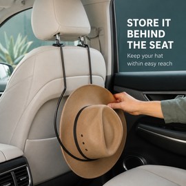 Universal Metal Car Cowboy Hat Holder, Seat-Back Rack for Cars, Trucks & SUVs