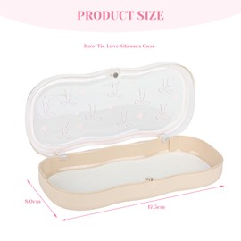 Calkkrer Klarer Brillenetui Hardcase mit Schleife, Rosa und Herz Design, Große Sonnenbrillen Etui, Tragbares Brillenetui für Damen, Personalisierter Brillentasche
