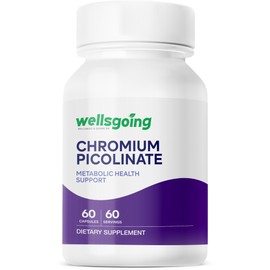 Wellsgoing Chromium Picolinate 200 mcg – Metabolic Support Supplement – Supports Glucose Metabolism – 60 Capsules
