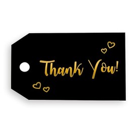 Thank You Gift Tags, Black and Gold, 30-Pack, Rectangular, Wedding Party Thanks for Celebrating with Us (TK1B)