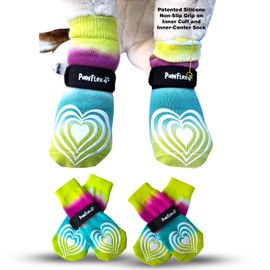 Medical Therapeutic Double Sided Non-Slip Cotton Dog Socks | PawFlex Comfy Pawz Silicone Grip on Inner Cuff No Twisting or Sliding Off | Senior & Disabled Dog Traction Control |Pet Paw Protection