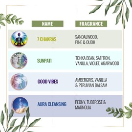 Soul Sticks Hand-Rolled Incense Sticks Variety 4 Pack | 100% Natural Masala Incense Organic Home Fragrance Agarbatti | 15 Grams Per Pack - 60 Grams Total (Divine Energy)