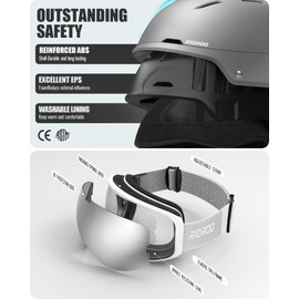 RIOROO Ski Helmet with Safety Goggles Set, Adjustable Vent Sports Helmet with Goggles, Suitable for Snow Sports, Snowboard Skiing, Windproof, Suitable for Male and Female Teenager Ski Helmets