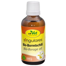 cdVet Naturprodukte Singulares Organic Borage Oil 50 ml - Dog, Cat - Supports Natural Hormone Balance + Metabolism + Skin Metabolism - Rich in Unsaturated Fatty Acids - 100% Organic