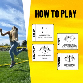 CROSSNET Four Square Game - Outdoor Family Sport - Tennis Soccer Nets - Quick Assemble - Portable Training Equipment