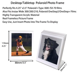LAGIPA 3.5 x 4.25” Polaroid Picture Frame for Now i-Type/600/SX-70, Acrylic Picture Frame for Polaroid OneStep+/Instax Wide 300/200/210/ Films, Desktop Display (5 Pack)