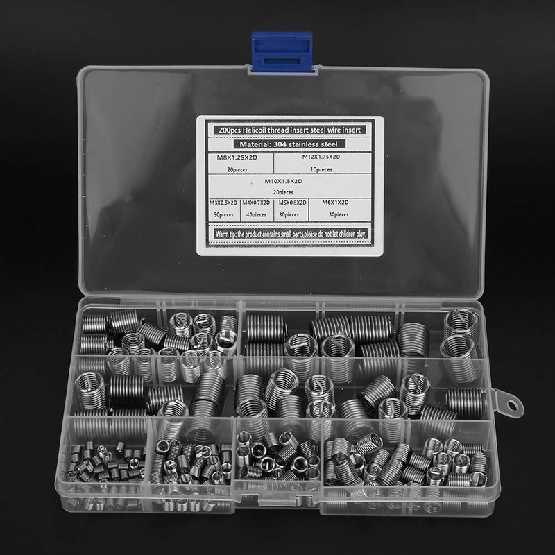 Thread Inserts, 200 Pieces 304 Stainless Steel Thread Repair Insert,