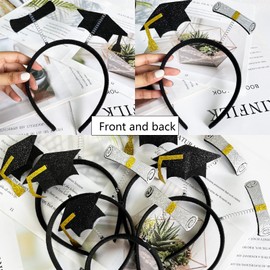 Fayemint Pack of 5 Hair Bands with Mini Hoed, Mini Hoed for Afstudeerfeest, Mini Doctoral Cap, Decorations for Afstuderen, for Afstuderen, Verkleedfeestjes en Other Feestjes (Proefwerk Rolls)