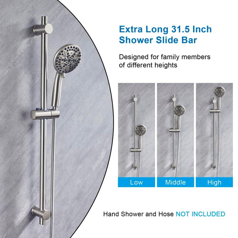 BANGPU 31.5 Inch Shower Slide Bar Wall Mount – Brushed