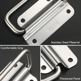 Duronge Stainless Steel Folding Handle Set of 4 75mm - Universal Carry Handles for Boxes, Hardware Boxes, Speaker Boxes, Toolboxes & Tool Boxes - Silver