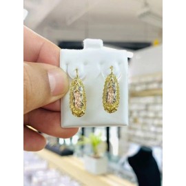 Aretes Virgen de Guadalupe Earrings Latch Back Protection & Good Look Ear Piercing