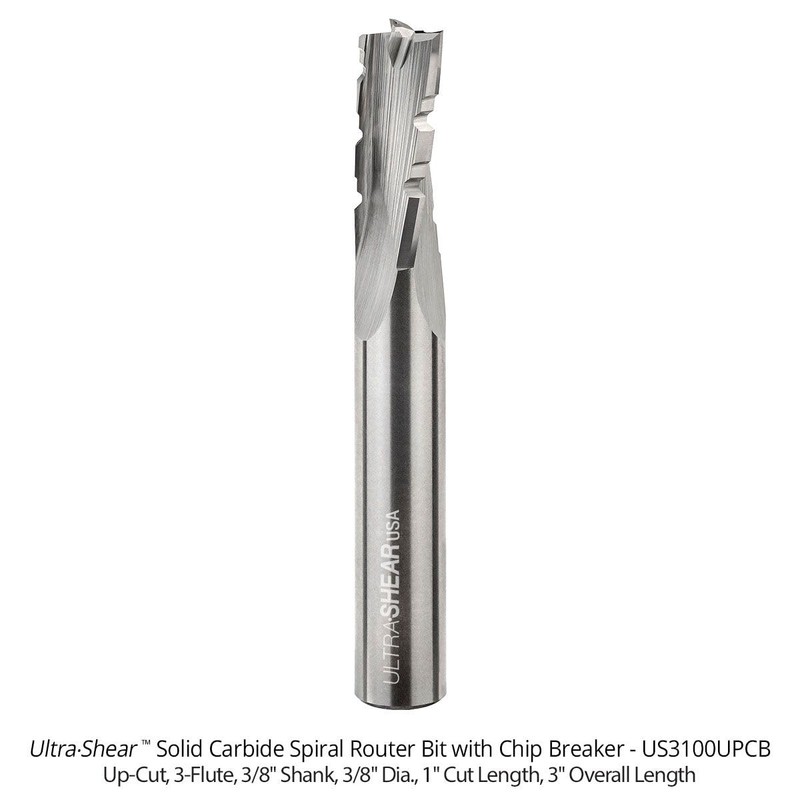 Ultra-Shear Phenolic Chip Breaker Router Bit, Super-C Solid Carbide, 3-Flute,