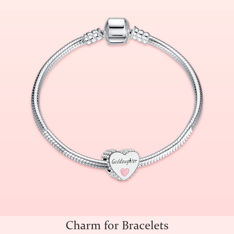 EZ Tuxedo Goddaughter Heart Charms 925 Sterling Silver Bead with