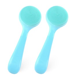 2Pack Silicone Face Brush Manual Face Scrub Brush Soft Facial Brushes Waterproof Exfoliating Face Brush Skin Friendly Face Cleaner Brush for Women and Men Blackheads Makeup Residues Removal(Blue)